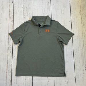 UnderArmour YLG Polo Grey with Orange Logo